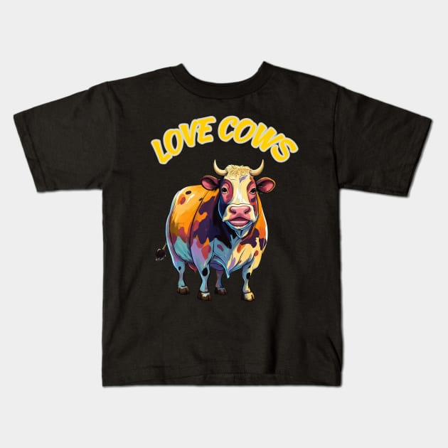 Love Cows Kids T-Shirt by ArtShare